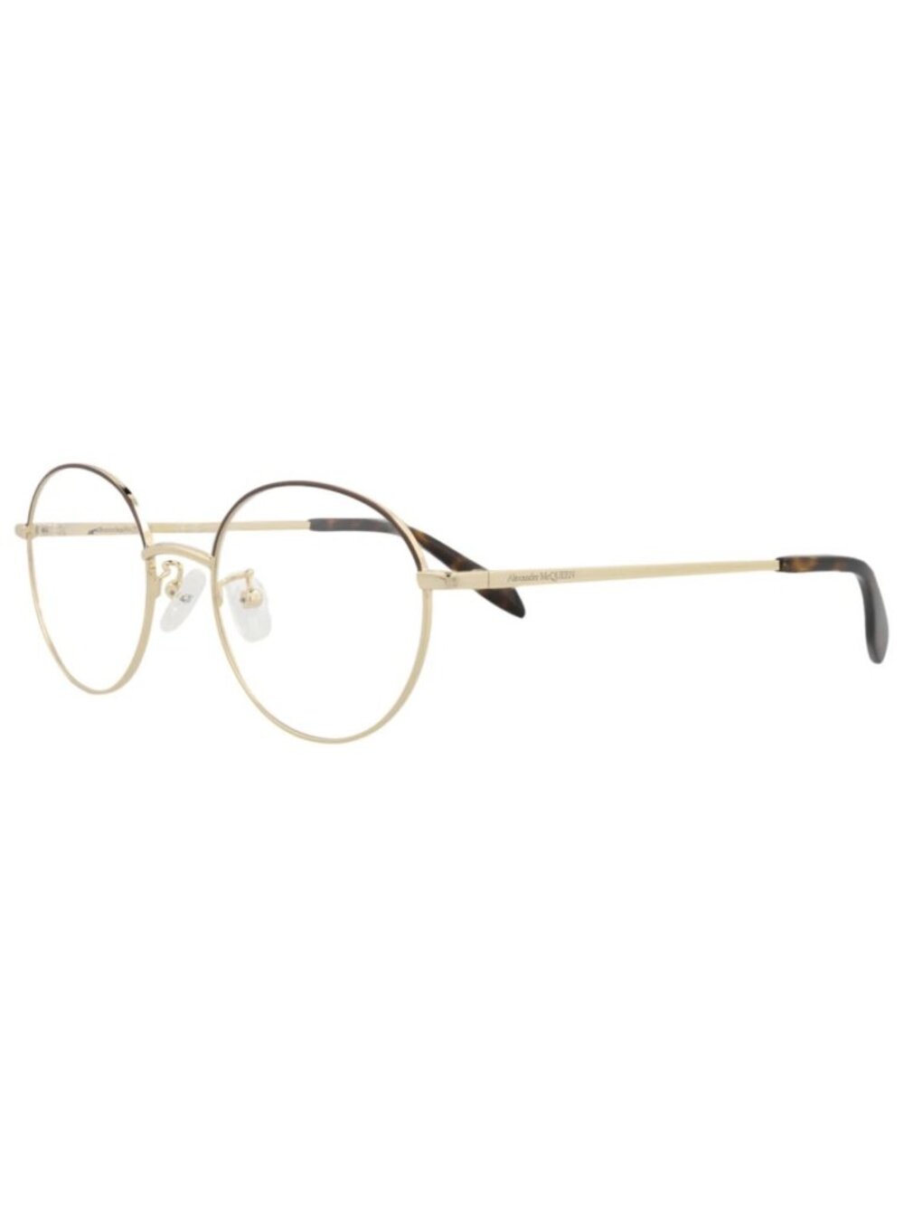 New Alexander McQueen Women's Eyeglasses Round Oval Metal Frame Unisex Gold Gold